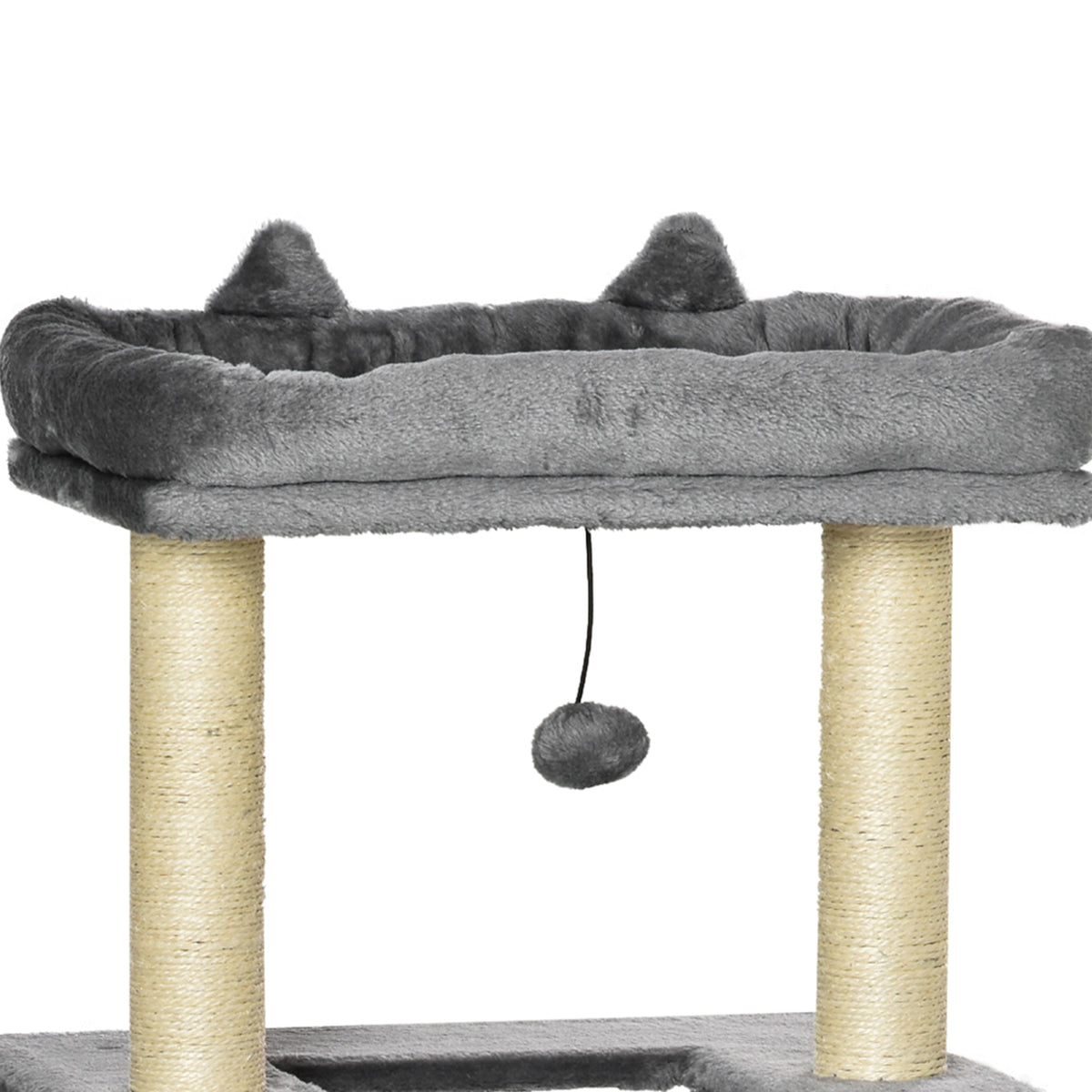 Pawhut Árbol Rascador Para Gatos Altura 90 Cm De 3 Niveles 48x48x90 Cm Gris_4