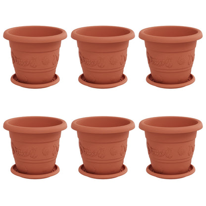 Macetas 6 Pcs Rojo Ladrillo Ø 22 X 18 Cm Plástico_0