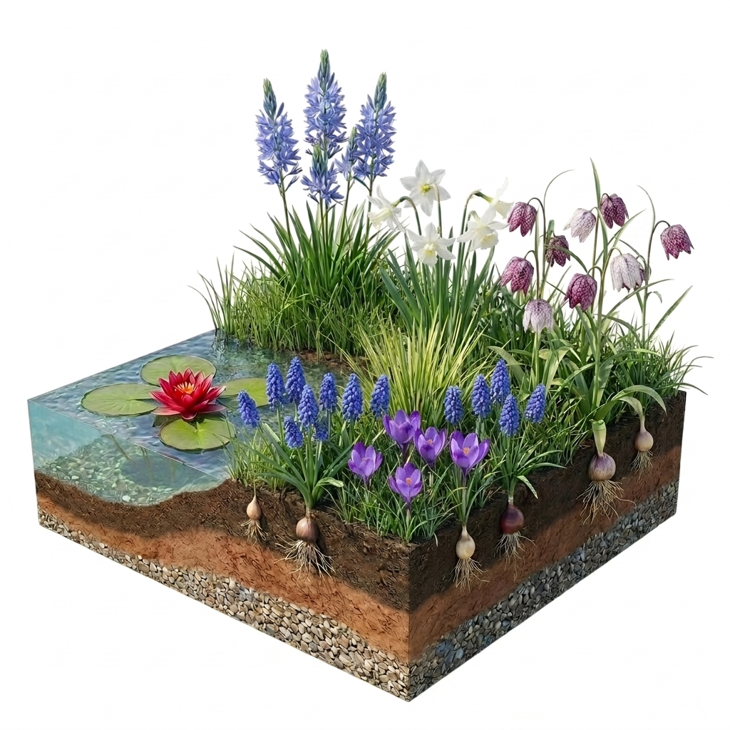 Aqua Bulbs Bee Mix - 35 Uds - Crocus, Muscari, Narcissus, Fritillaria, Camassia_0