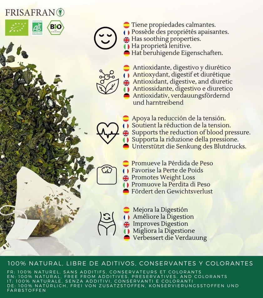 Té Verde Gunpowder Menta Ecológico Pirámides - Calidad Y Sabor | Frisafran 30 Uds_3