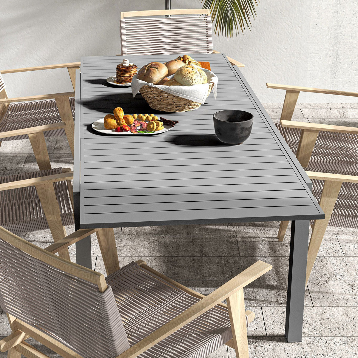 Mesa De Jardín Outsunny Aluminio Gris Oscuro 240x94x73 Cm_4