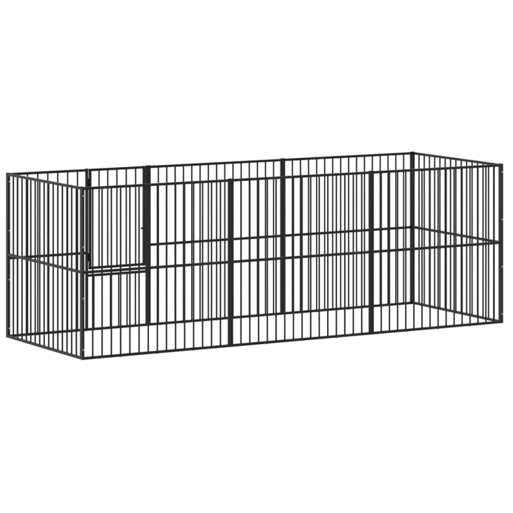 Corralito Para Perros Con 8 Paneles Acero Galvanizado Negro_5
