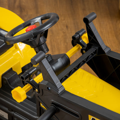 Homcom Tractor A Pedales Para Niños De 3 Años Con Remolque 167x41x52 Cm Amarillo_4