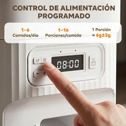 Pawhut Comedero Gato Automático 4l 1-6 Comidas Al Día 2 Cuencos Antiatascos_4