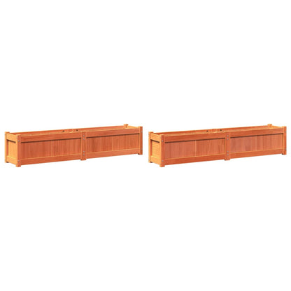 Jardineras De Exterior 2 Uds Madera Maciza De Pino Marrón Cera_0
