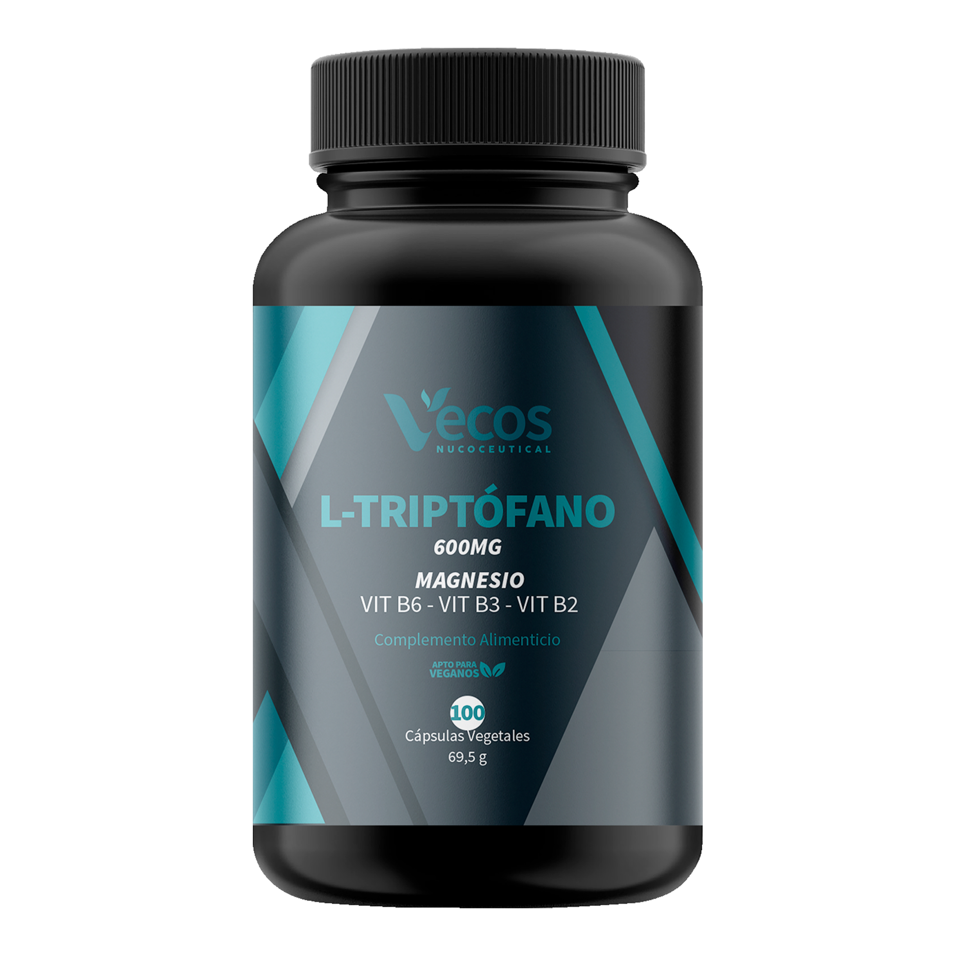 L-triptófano 600 Mg Vecos 100 Cápsulas | Relajación, Descanso Y Equilibrio Emocional | Con Magnesio Y Vitaminas B_0