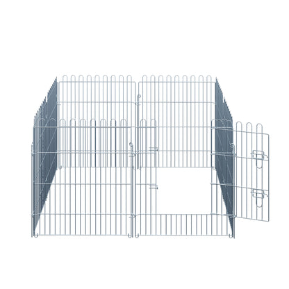Pawhut Parque Para Perros De 8 Piezas 63x76 Cm Con 1 Puerta Plata_4