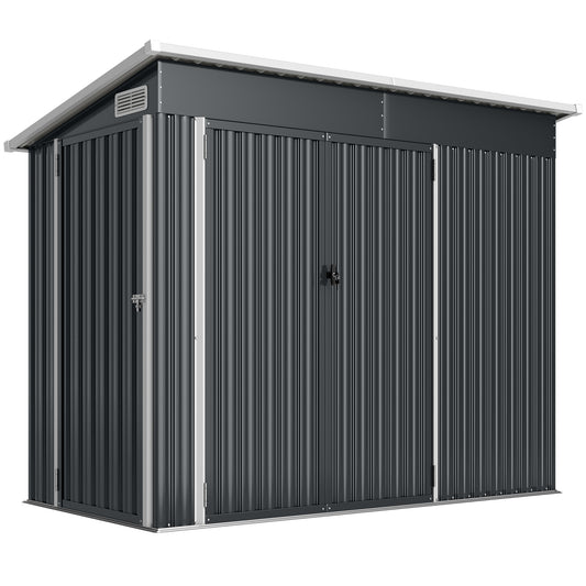 Caseta De Jardín Outsunny Acero Galvanizado Gris Oscuro 234x132x185 Cm_0