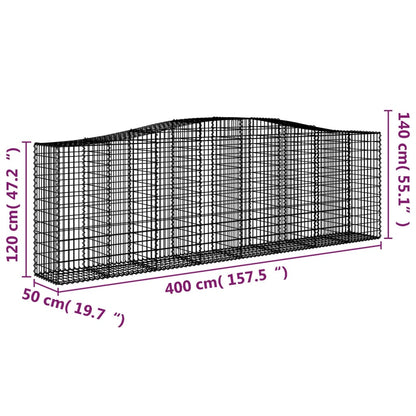 Cestas De Gaviones 15 Uds Forma De Arco Hierro 400x50x120/140cm_5