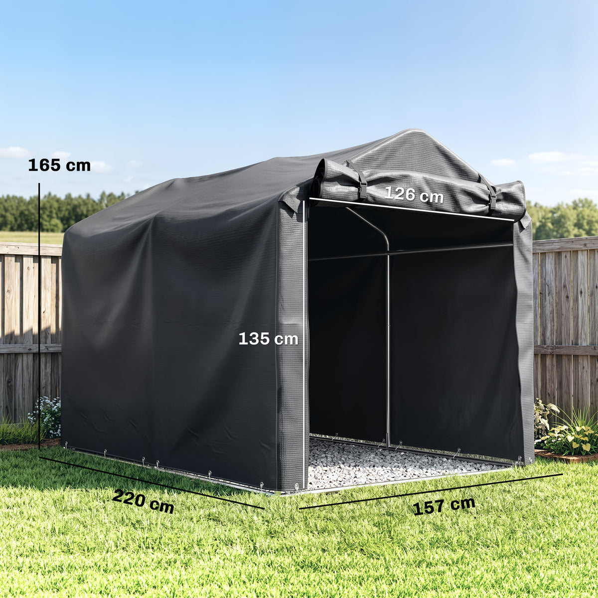 Outsunny Carpa De Jardín Exterior Para Herramientas 2,2x1,57x1,65 M Gris Oscuro_2