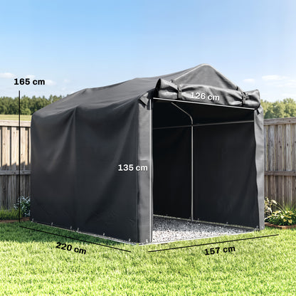 Outsunny Carpa De Jardín Exterior Para Herramientas 2,2x1,57x1,65 M Gris Oscuro_2
