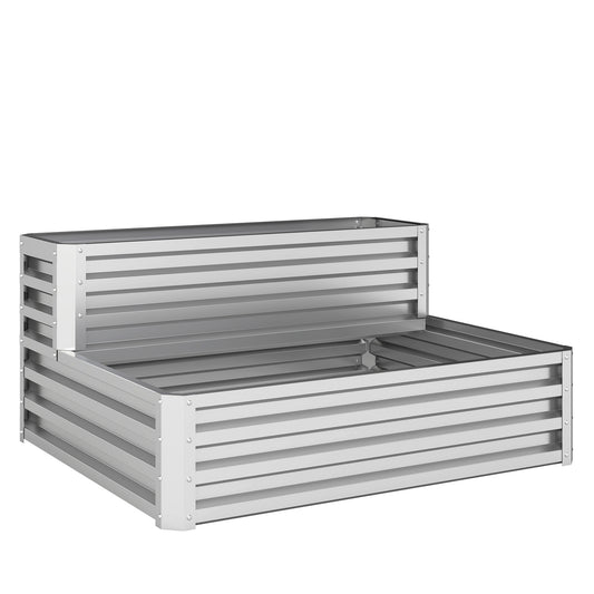 Outsunny Huerto Urbano De 2 Niveles Diseño De Escalera 120x101x58 Cm Plateado_0