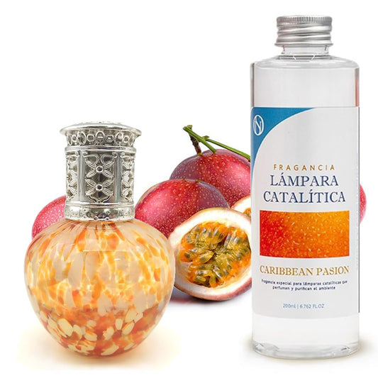 Lámpara Catalítica Drops Orange + Fragancia Caribbean Passion 200ml - Elimina Malos Olores, Impurezas Y Perfuma_0