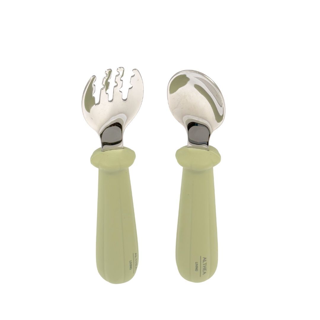 Juego De Tenedor Y Cuchara - Verde Oliva._0