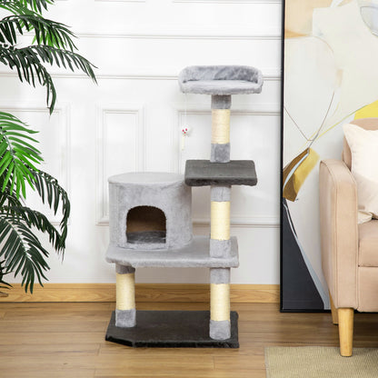 Pawhut Árbol Para Gatos Rascador Grande Con Plataformas Casetas Ratón De Juego_3