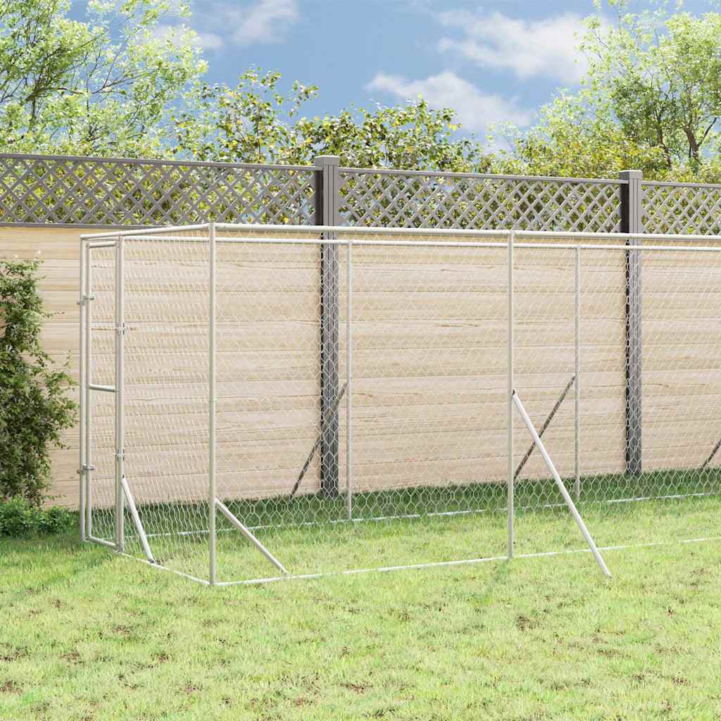 Perrera De Exterior Con Toldo Acero Galvanizado Plata 2x14x2,5m_2