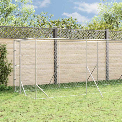 Perrera De Exterior Con Toldo Acero Galvanizado Plata 2x14x2,5m_2
