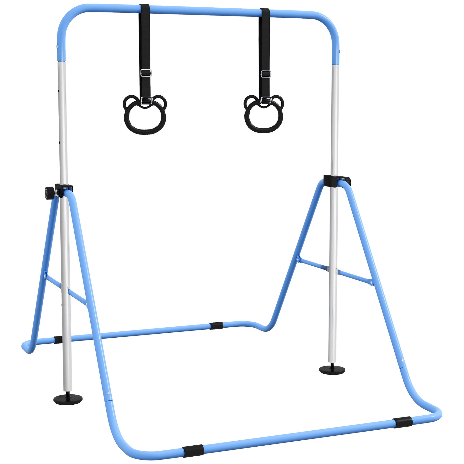 Homcom Barra De Gimnasia Para Niños Con Altura Ajustable En 5 Niveles Y Anillos_0