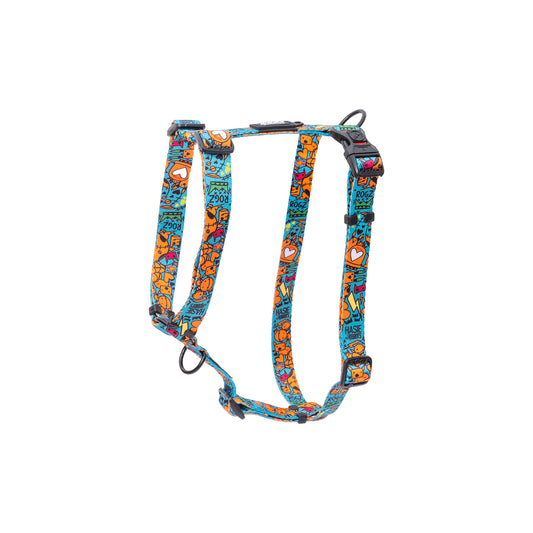 Arnés Para Perro, Modelo Fusion De Rogz, Estampado Graffiti Azules. Talla S (8-14kg)_0