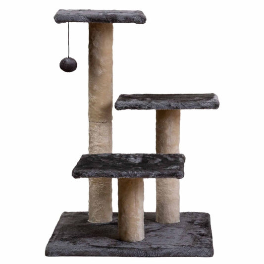 Rascador Para Gato Wuapu Modelo Four Con 3 Alturas. Altura 64cm, Base 45x45cm. Color Gris Oscuro_0