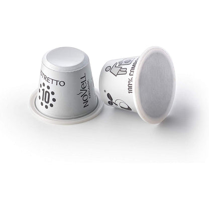 Cápsulas compostables de café ristretto para nespresso Novell 10 unidades