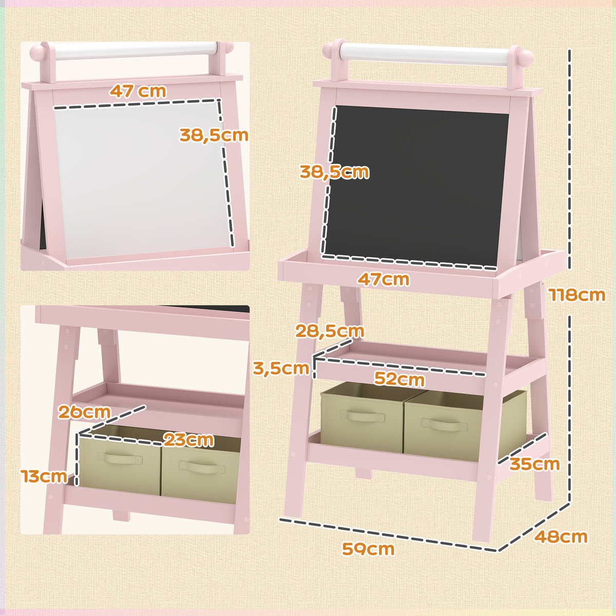 Caballete Infantil Aiyaplay Mdf Rosa 59x48x118 Cm 3b0-012v80pk_2