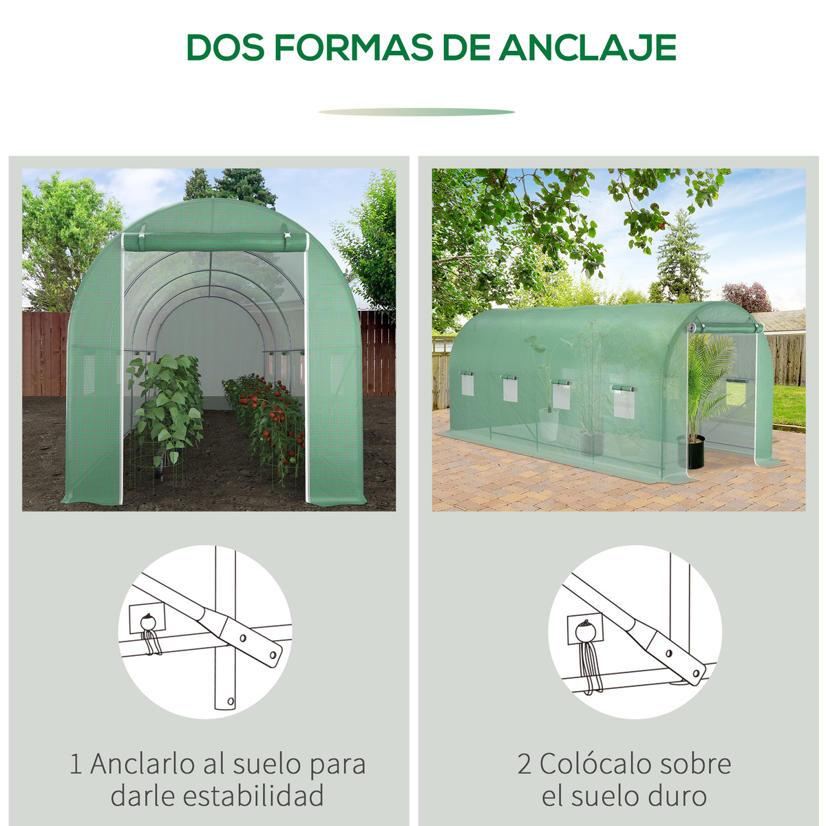 Outsunny Invernadero De Túnel 500x200x205 Cm Con Puerta Enrollable Y 8 Ventanas_5
