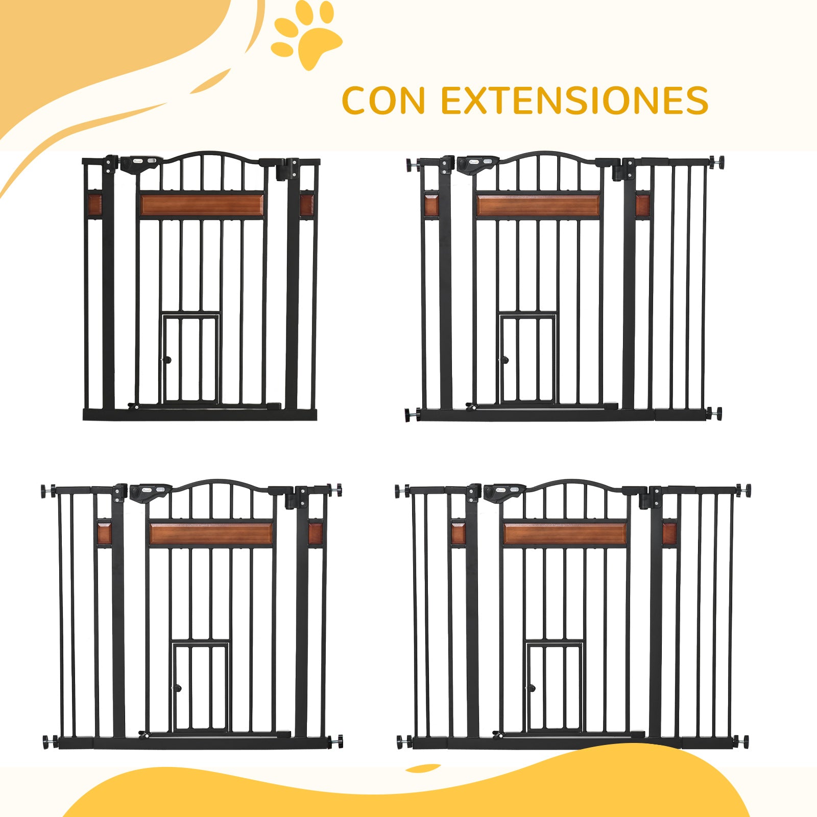 Pawhut Barrera De Seguridad Extensible Para Puertas Y Escaleras 93x76,2 Cm Negro_3
