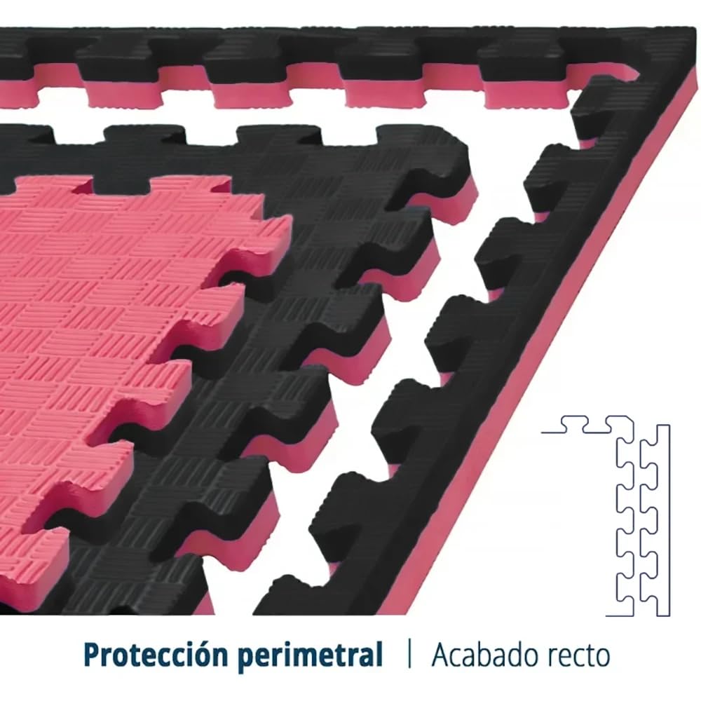 Tatami Puzzle Eva Para Suelo Infantil 1x1m X25mm Rojo - Negro Pack Ahorro 24 Unidades_3