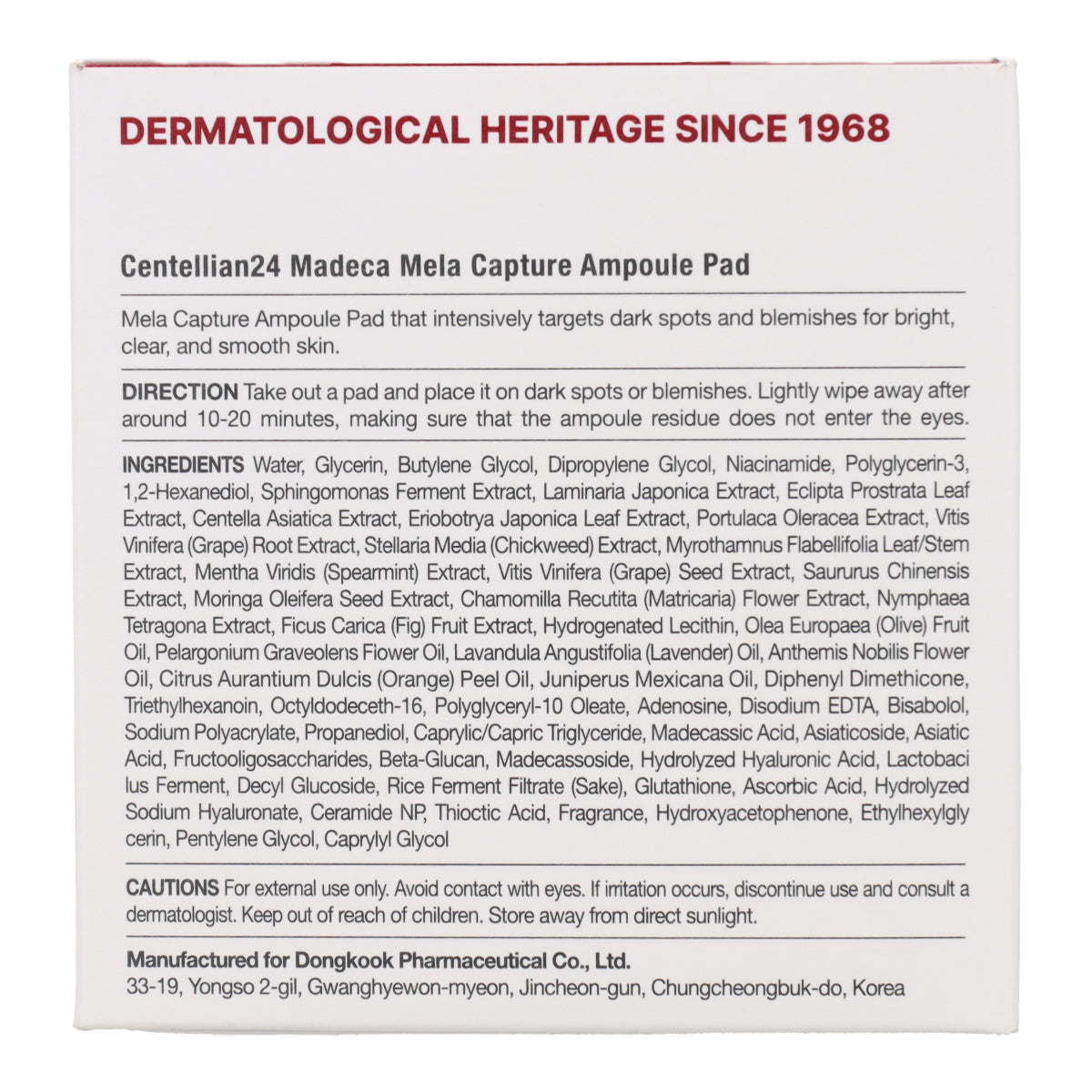 Madeca Mela Capture Ampoule Pad Centellian24 60pads