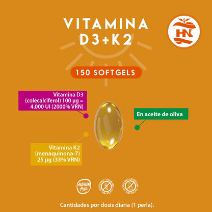 Pack 2 X Vitamina D3 4000 Ui (100 Μg) + K2 Mk-7 - 2 X 150 Cápsulas - Complemento Alimenticio_1