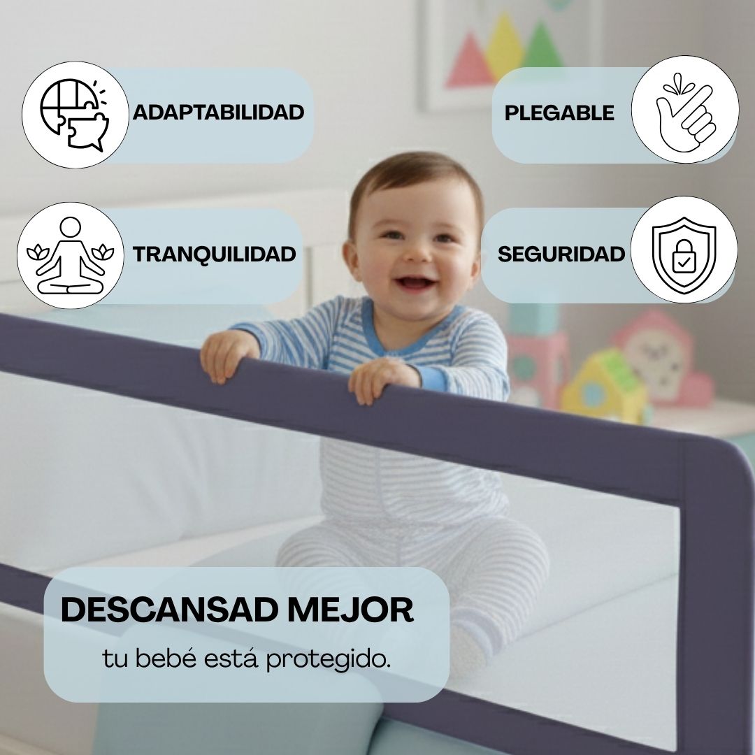 Bathby Barandilla De Cama Infantil 150 Cm – Altura Ajustable, Sistema Abatible, Malla Transpirable, Seguridad Anticaídas_2