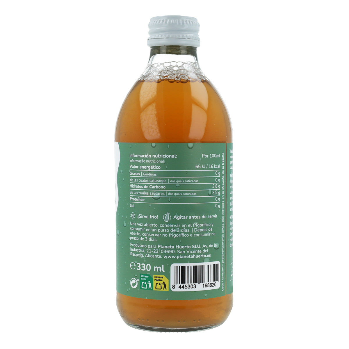 Pack 12x Kombucha ECO té verde y lima Planeta Huerto 330 ml
