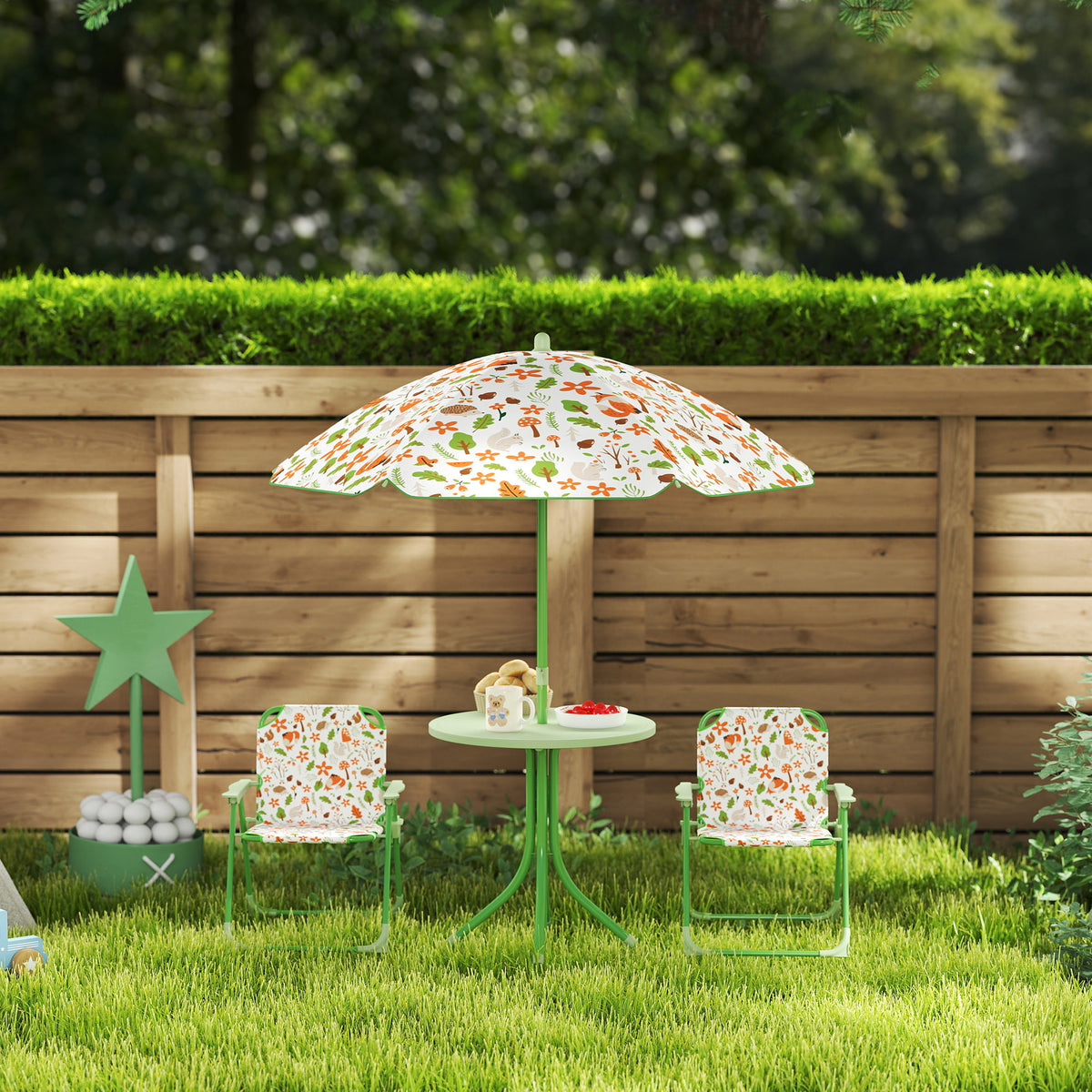 Aiyaplay Conjunto De Mesa Y Sillas Infantil De Jardín De 4 Piezas Verde_4