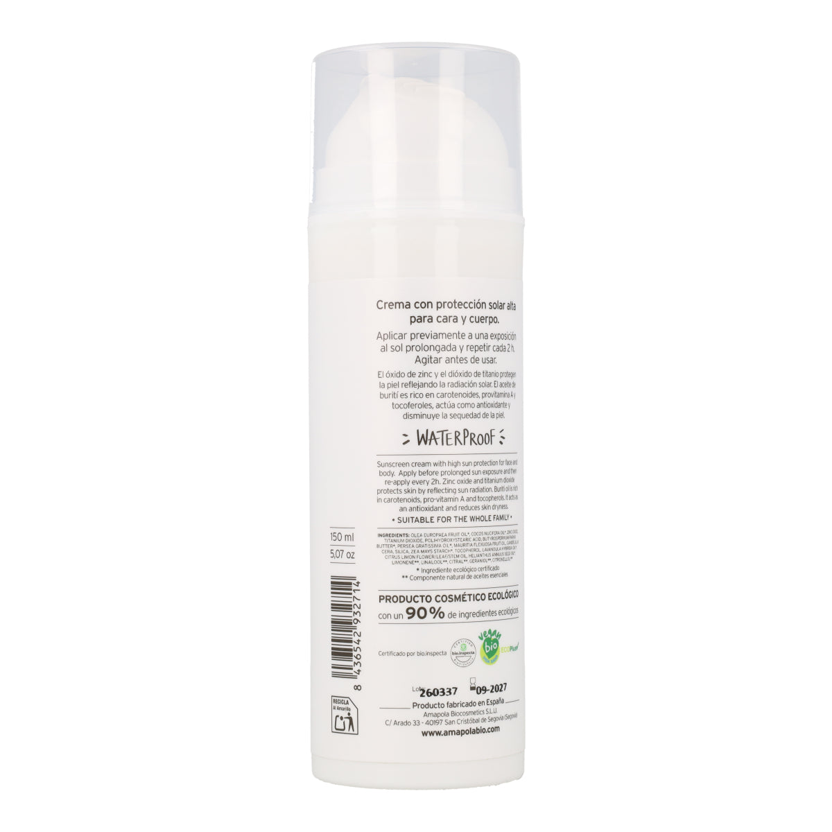 Protector solar infantil SPF 50 Amazonia Amapola 125 ml