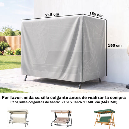 Outsunny Funda Balancín Jardín Con Cremallera 215x155x150 Cm Gris Claro_2