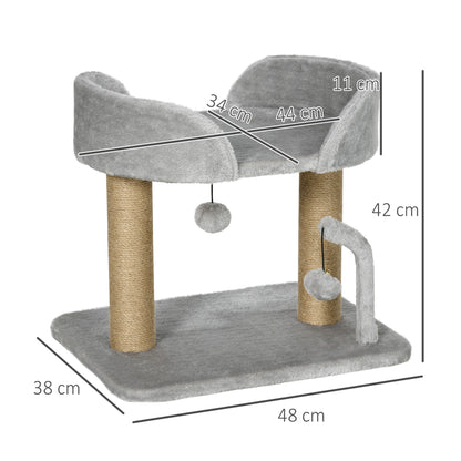 Pawhut Árbol Rascador Para Gatos Pequeños Altura 42 Cm 48x38x42 Cm Gris Claro_2