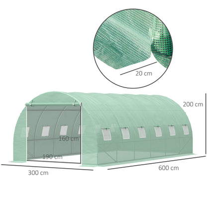 Outsunny Invernadero De Jardín 6x3x2 M Con 12 Ventanas Puerta Verde_2