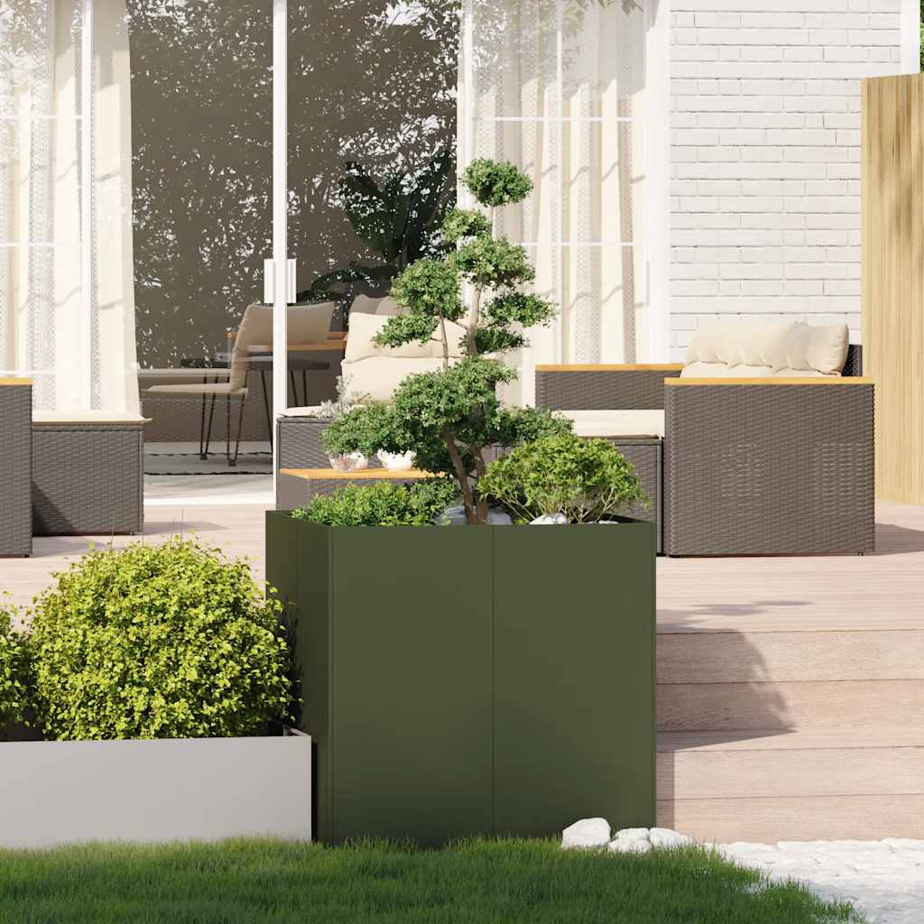 Jardinera Acero Verde Oliva 80x80x80 Cm_2