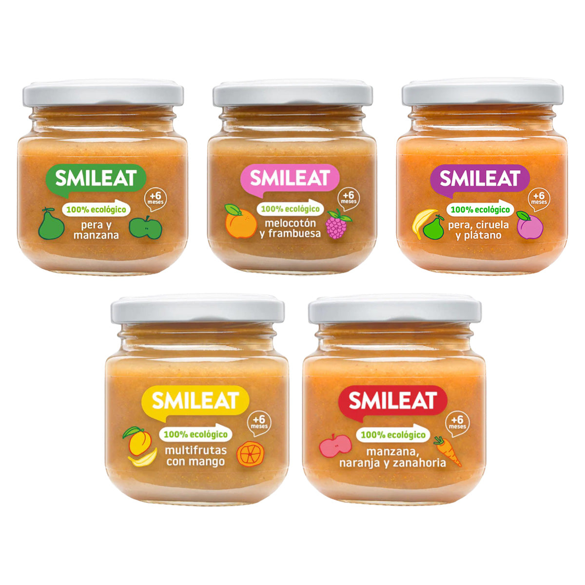 Pack Tarritos de Frutas +6 Meses Smileat 5 uds de 130 g