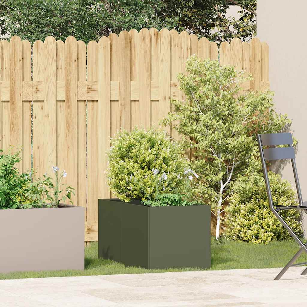 Jardinera De Acero Laminado En Frío Verde Oliva 40x80x40 Cm_2