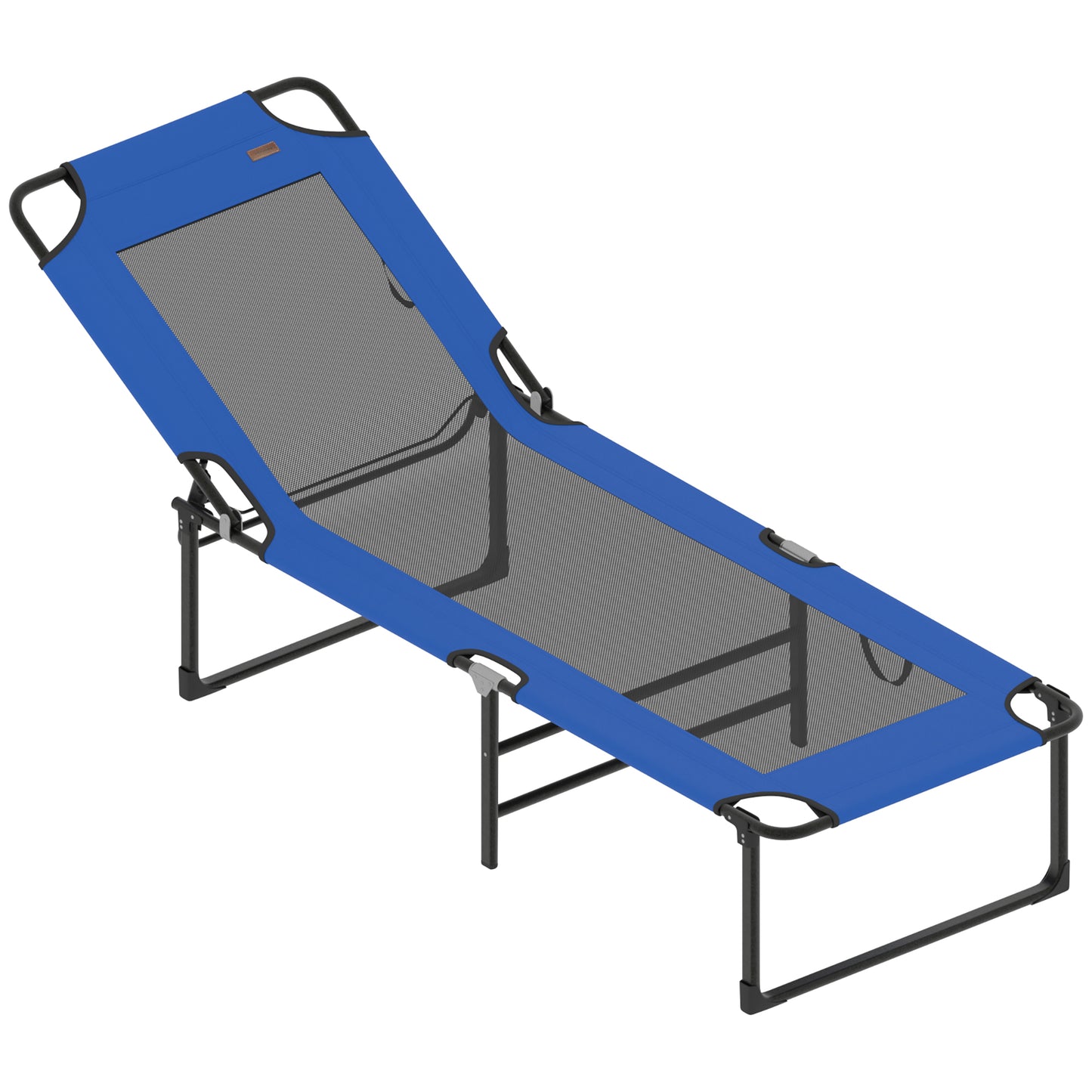 Outsunny Tumbona Plegable Respaldo Ajustable En 4 Niveles 175x58x68 Cm Azul_3