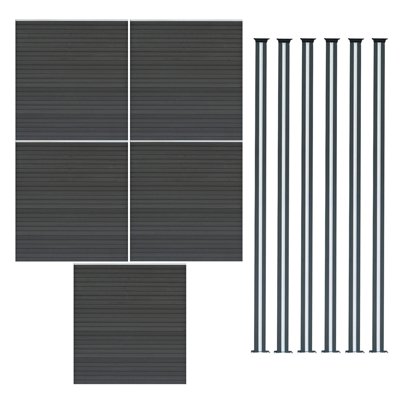 Vallas Para Exteriores De Wpc Y Aluminio - 5x Paneles + 6x Postes | Gris_0