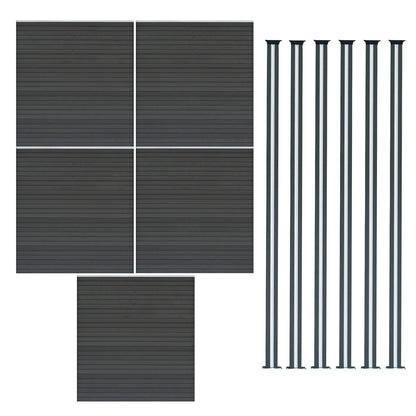 Vallas Para Exteriores De Wpc Y Aluminio - 5x Paneles + 6x Postes | Gris_0