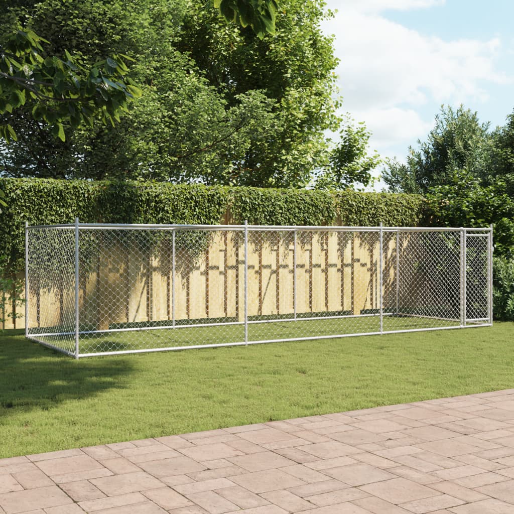 Jaula De Perros Con Puerta Acero Galvanizado Gris 6x2x1,5 M_2