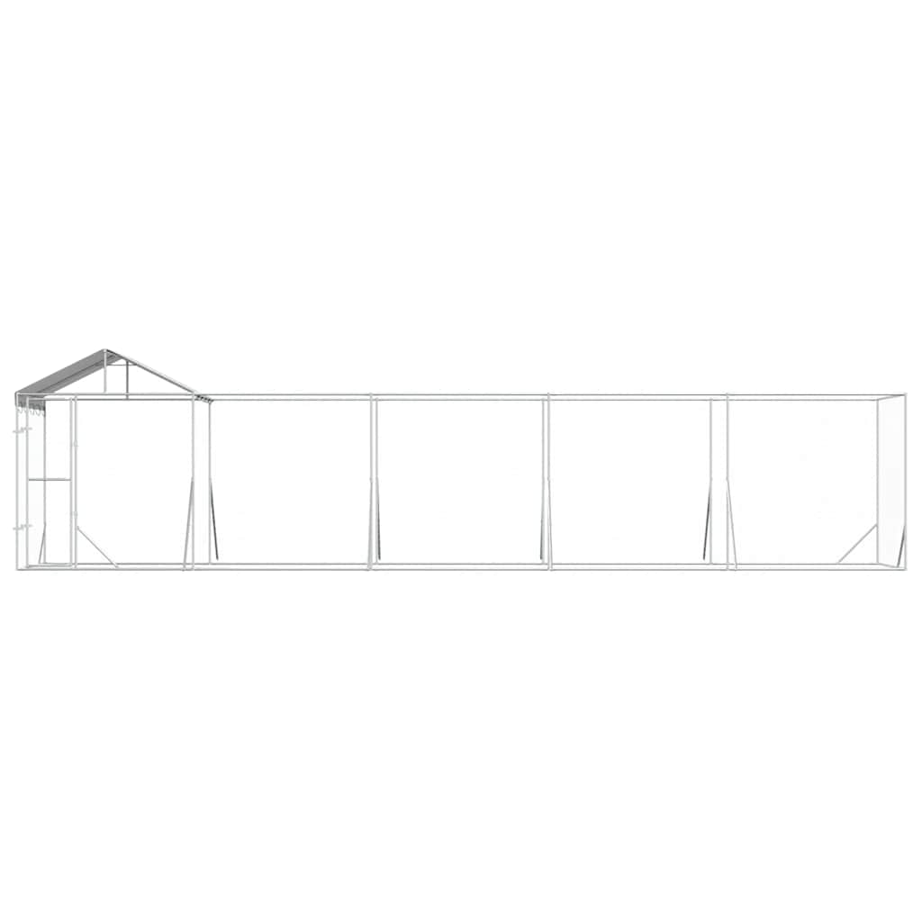 Perrera De Exterior Con Techo Acero Galvanizado Plata 10x2x2,5m_4