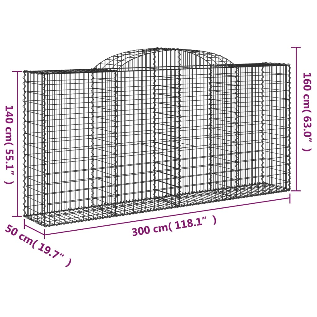 Cestas Gaviones 15 Uds Forma De Arco Hierro 300x50x140/160 Cm_5