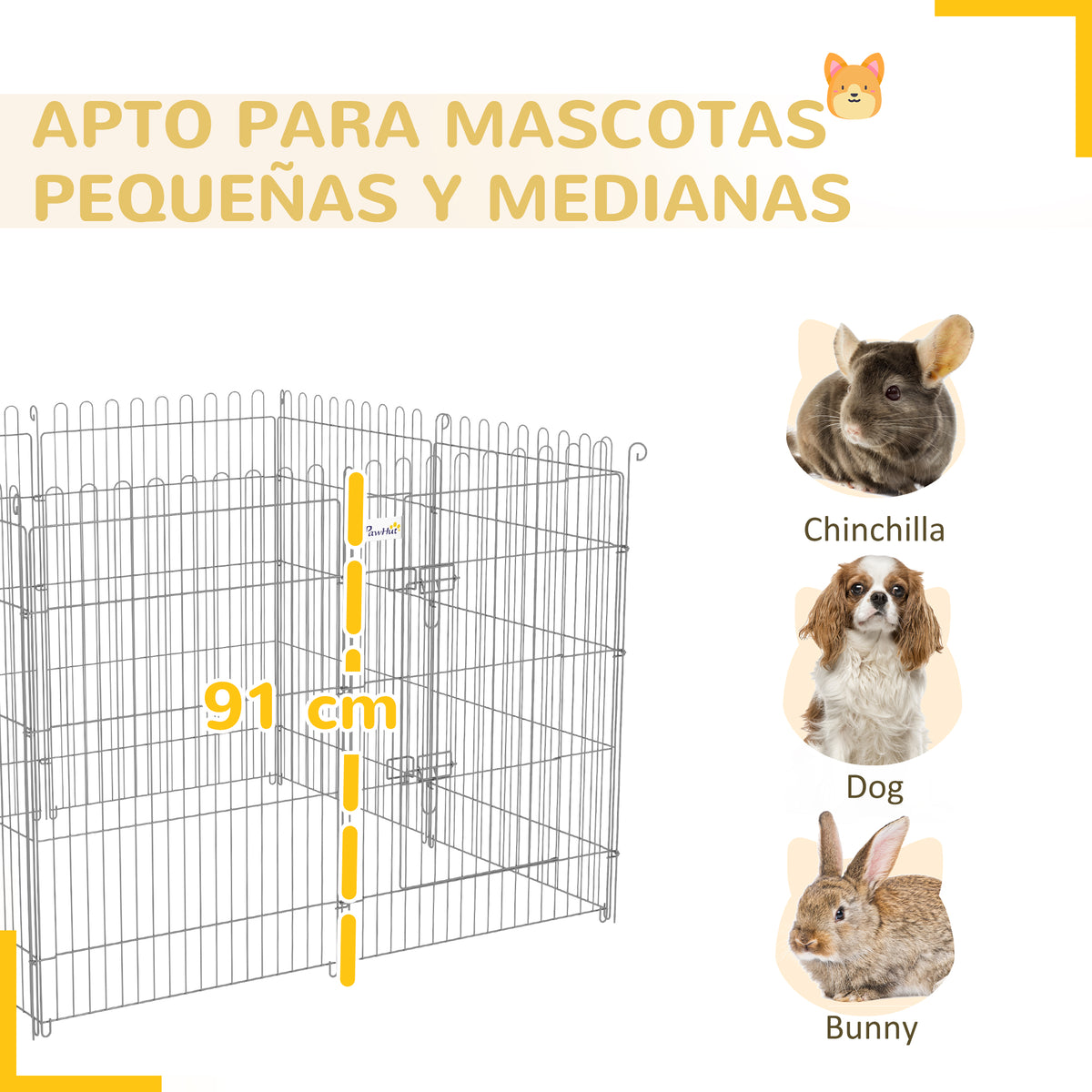Pawhut Parque Para Perros De 8 Piezas 63x91 Cm Con 1 Puerta Plata_5