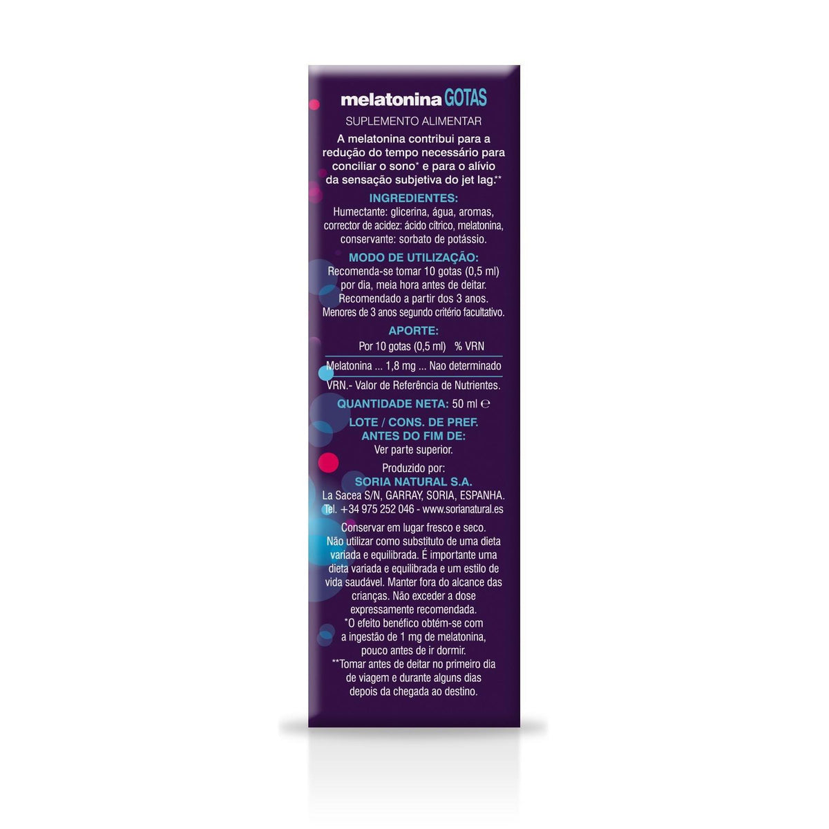 Melatonina en Gotas 100% Pura Soria Natural 50 ml
