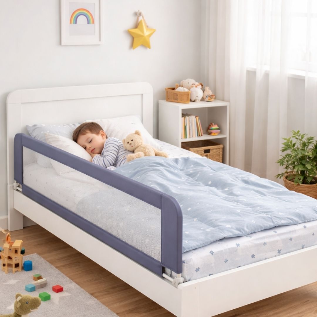 Bathby Barandilla De Cama Infantil 90 Cm – Altura Ajustable, Sistema Abatible, Malla Transpirable, Seguridad Anticaídas_3